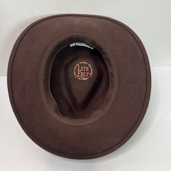 Pantropic Brown Lite Felt Packable Water Repellent Hat Size M women Fedora - Picture 9 of 11